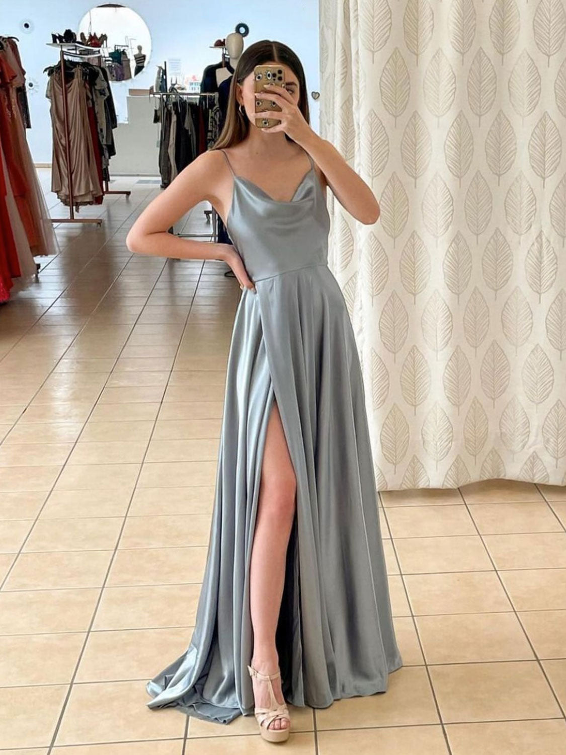 gray formal dress